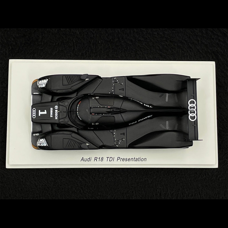 Audi R10 TDI Test Car 2006 Noir Mat - Spark 1/18 - Miniature Voiture Le Mans Résine