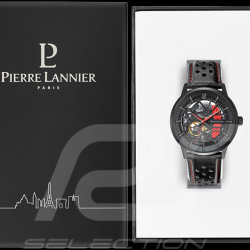 Automatic Watch Pierre Lannier Paddock Made in France Leather bracelet Black / Red 338A433