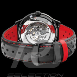 Set Automatic Watch Pierre Lannier Paddock Made in France Leather or Metal bracelet Black / Red 385C439