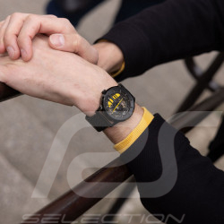 Set Automatic Watch Pierre Lannier Paddock Made in France Leather or Metal bracelet Black / Yellow 385C449