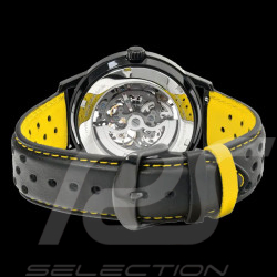 Set Automatic Watch Pierre Lannier Paddock Made in France Leather or Metal bracelet Black / Yellow 385C449