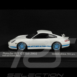 Porsche 911 GT3 RS Type 996 2002 Blanc Carrara / Bleu Mexico 1/43 Minichamps 403062029
