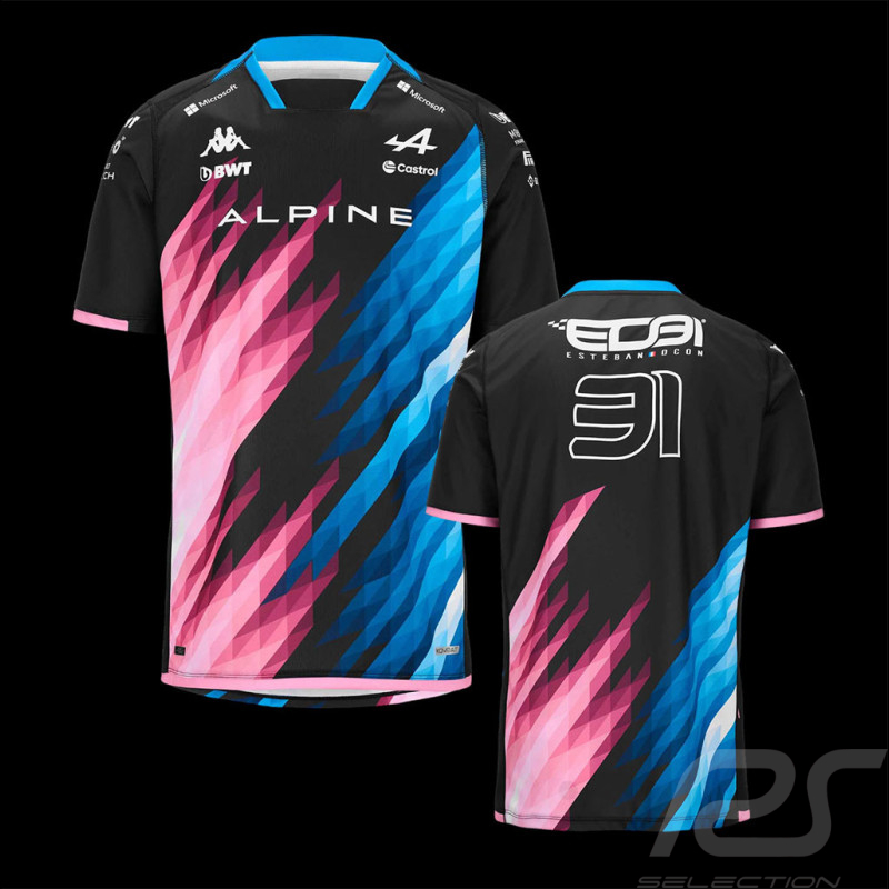 Alpine T-Shirt F1 Team Ocon n° 31 Kappa Graphic Schwarz / Blau / Pink 321R78W-A01 - herren
