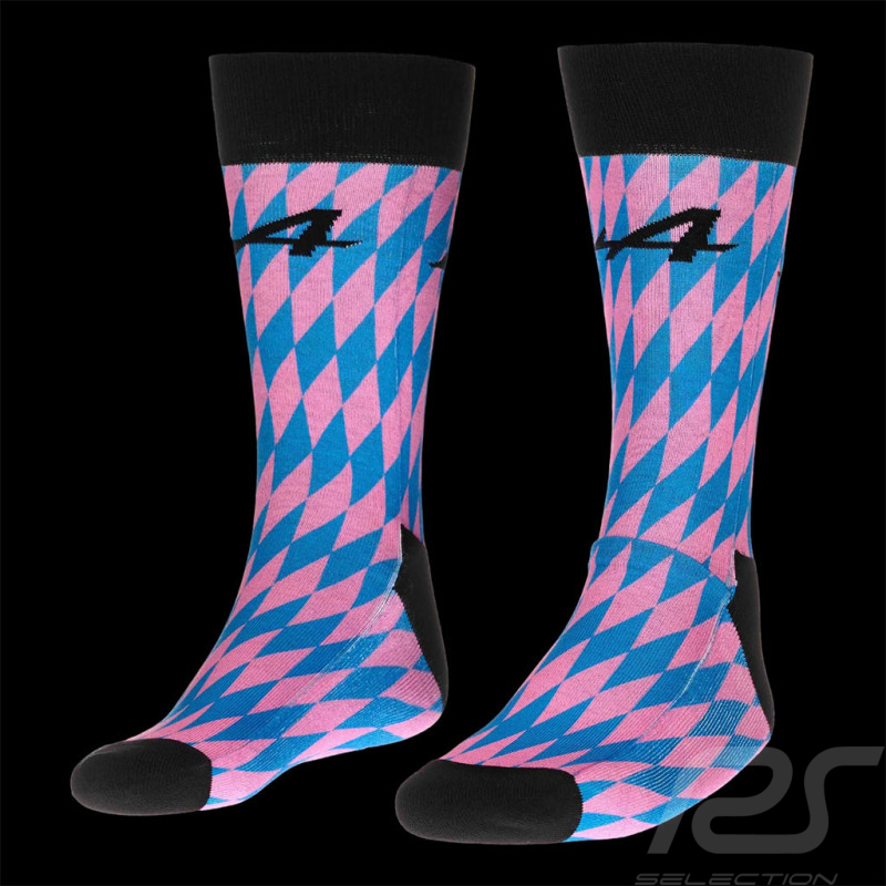 Chaussettes Alpine F1 Team Ocon Gasly Kappa Graphique en Jacquard Noir / Bleu / Rose 321P6QW-A01 - mixte