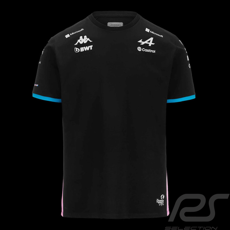 Alpine T-shirt F1 Team BWT 2024 Gasly Ocon Adiry Jersey Black / Blue / Pink Kappa 321P4TW_A01 - Men