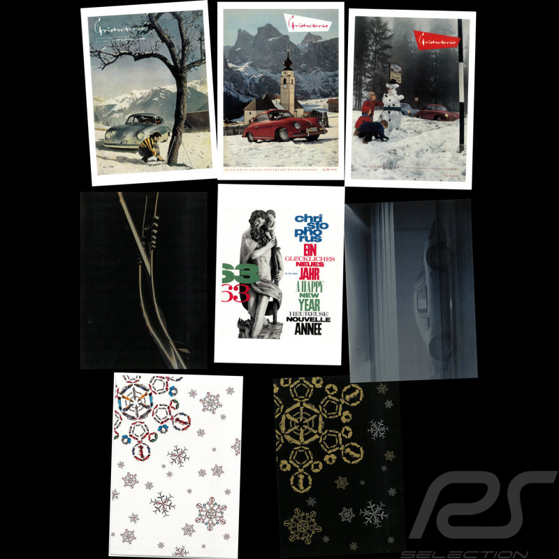 Set de 8 Cartes de Voeux Porsche Museum Christophorus 2 volets 15 x 21 cm