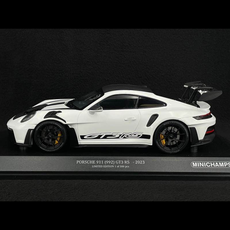 Porsche 911 GT3 RS Type 992 2023 White / Black Stripes 1/18 Minichamps ...