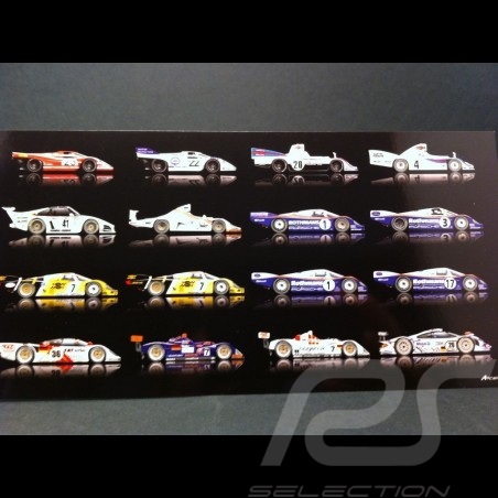 Carte postale Porsche les 16 vainqueurs des 24h du Mans