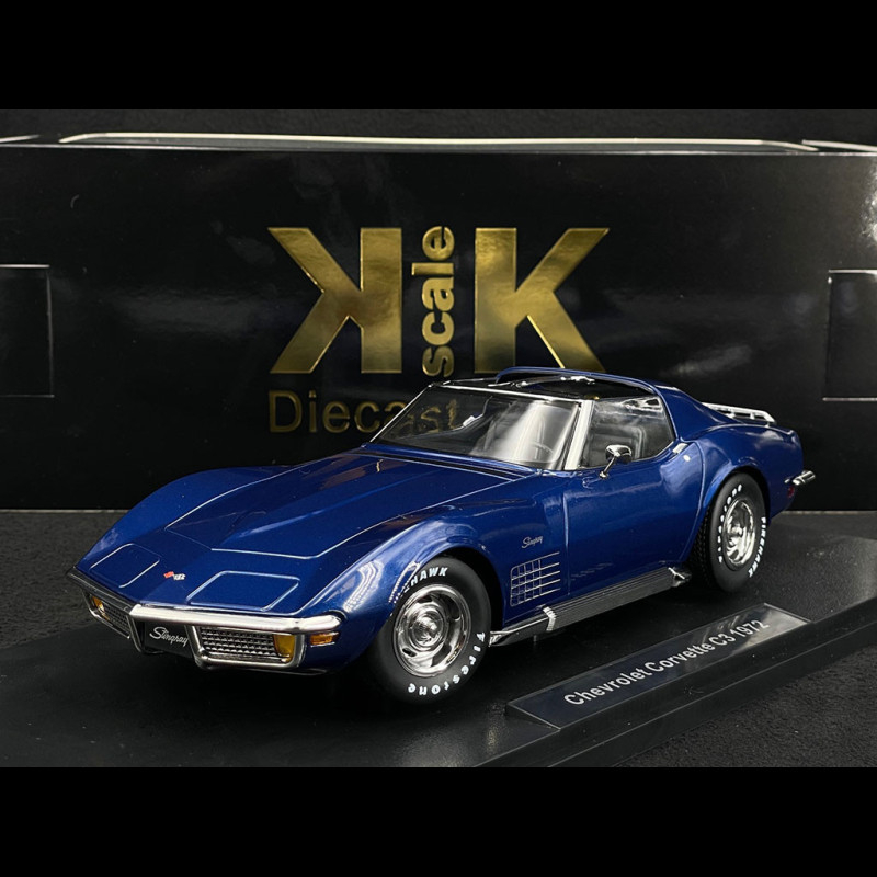 Blauäugiger Weißer Drache 1. Auflage Wert Chevrolet Corvette C3 1972 Metallisch Blau 1/18 KK Scale KKDC181222
