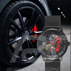 Pierre Lannier Automatic Watch Set Paddock Made in France Leather or Metal bracelet Black / Red 385C439