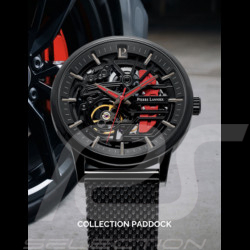 Pierre Lannier Automatic Watch Set Paddock Made in France Leather or Metal bracelet Black / Red 385C439