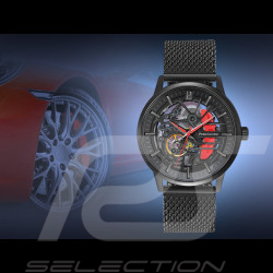 Pierre Lannier Automatic Watch Set Paddock Made in France Leather or Metal bracelet Black / Red 385C439