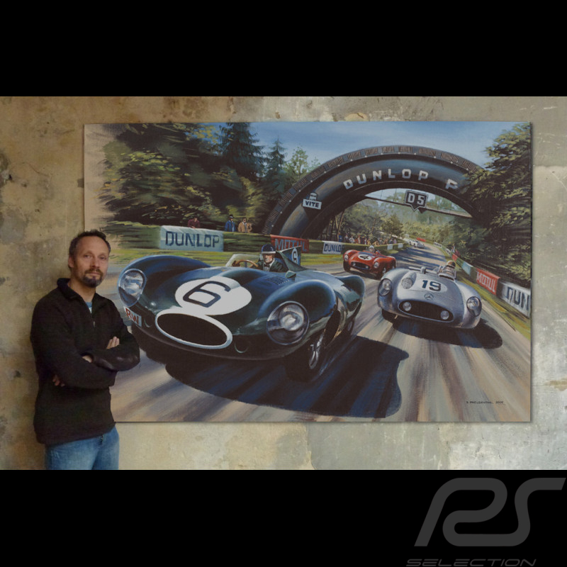 Banner Jaguar Typ D & Mercedes 300 SLR 24h Le Mans 1955 Originaldesign von Benjamin Freudenthal