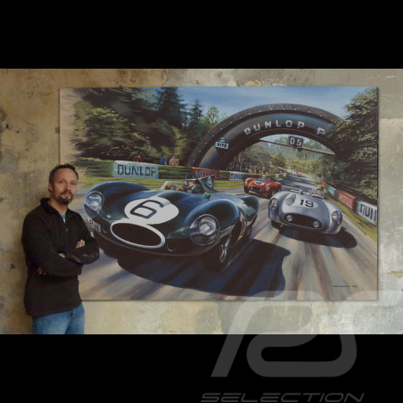 Banner Jaguar Typ D & Mercedes 300 SLR 24h Le Mans 1955 Originaldesign von Benjamin Freudenthal