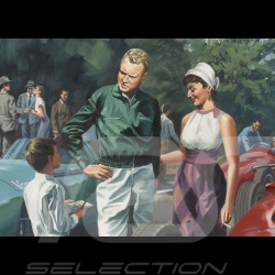 Affiche Grand Prix de Rouen les Essarts 1957 dessin original de Benjamin Freudenthal