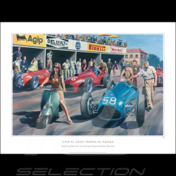 Poster "Gina al Gran Premio di Monza" 1950 original drawing by Benjamin Freudenthal