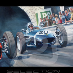 Poster Ferrari 156 Shark Nose F1 Grand Prix Monaco 1961 Original Zeichnung von Benjamin Freudenthal