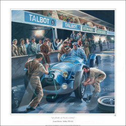 Poster Talbot-Lago T26 Louis Rosier 24h Le Mans 1950 Original Zeichnung von Benjamin Freudenthal