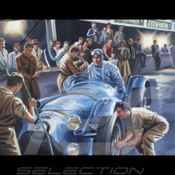 Affiche Talbot-Lago T26 Louis Rosier 24h Le Mans 1950 dessin original de Benjamin Freudenthal