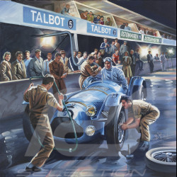 Poster Talbot-Lago T26 Louis Rosier 24h Le Mans 1950 original drawing by Benjamin Freudenthal