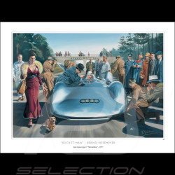 Affiche Auto-Union V16 Stromlinienwagen Bernd Rosemeyer 1937 dessin original de Benjamin Freudenthal