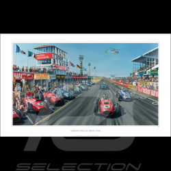 Affiche "Grand Prix de Reims 1958" Mike Hawthorn dessin original de Benjamin Freudenthal