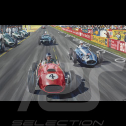 Poster "Grand Prix de Reims 1958" Mike Hawthorn original drawing by Benjamin Freudenthal