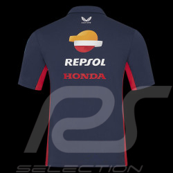 Honda Repsol HRC Moto GP Polohemd Marc Marquez Schwarzes Irisblau / Flammenrot TU8068RE-105 - Unisex