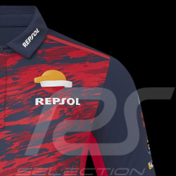 Honda Repsol HRC Moto GP Polohemd Marc Marquez Schwarzes Irisblau / Flammenrot TU8068RE-105 - Unisex