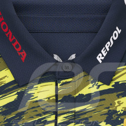 Honda Repsol HRC Moto GP Polohemd Joan Mir Schwarzes Irisblau / Sicherheitsgelb TU8069RE-063 - Unisex
