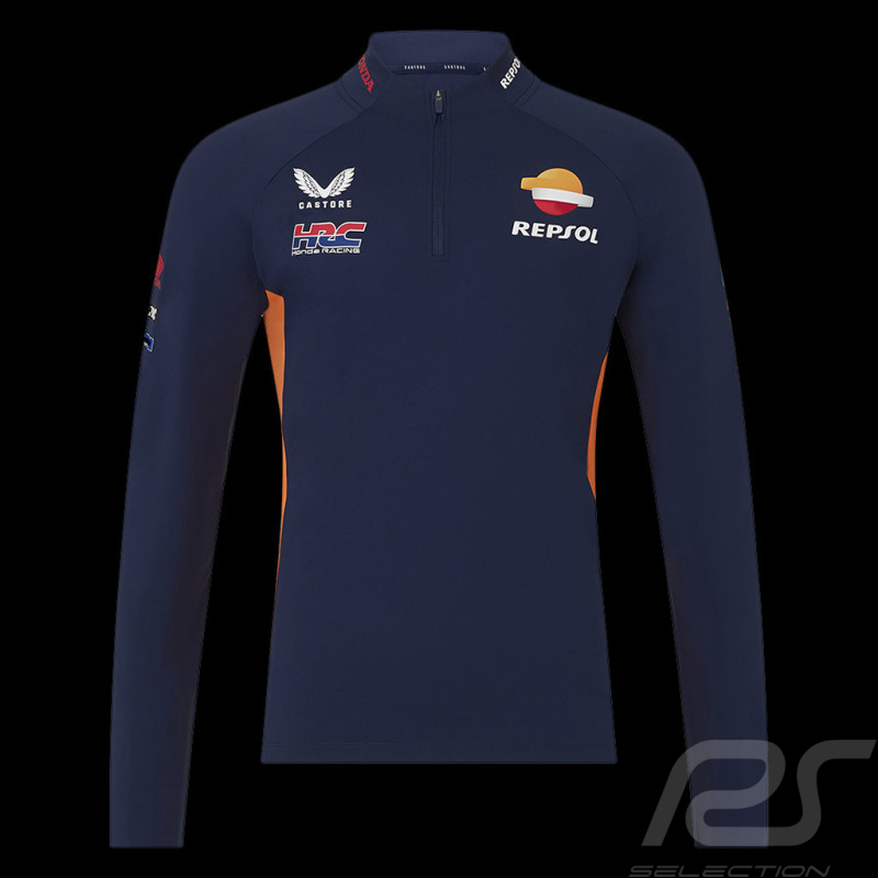 Honda Sweatshirt Repsol HRC Moto GP Mittelhoher Reißverschluss Schwarzes Irisblau / Orange TU5825RE-190 - Unisex