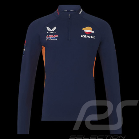 Honda Sweatshirt Repsol HRC Moto GP Mittelhoher Reißverschluss Schwarzes Irisblau / Orange TU5825RE-190 - Unisex