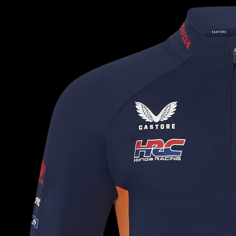 Sweat Honda HRC Moto GP Zip mi-hauteur Bleu Iris noir Orange