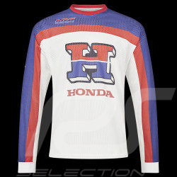 T-shirt Honda HRC Moto GP manches longues Fanwear Blanc / Bleu / Rouge TM6858-267 - Mixte