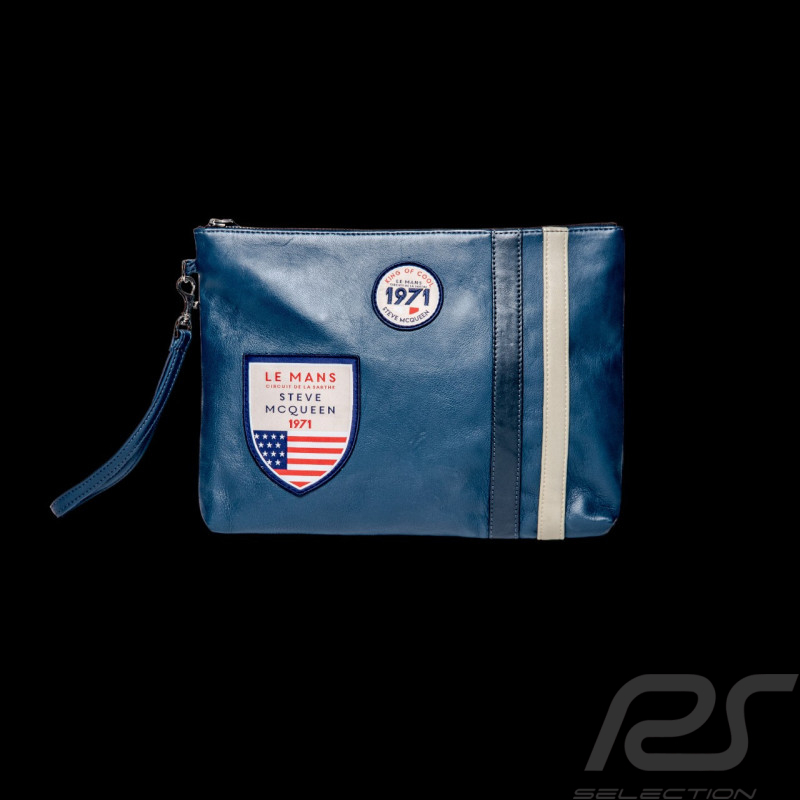 Umhängetasche Steve McQueen Royalblau Leder - 24H Le Mans - Jim 27279-0012