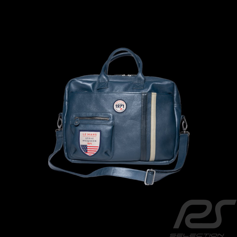 Sac Messenger bandoulière cuir Wayne Steve McQueen - Bleu Royal 27282-0012