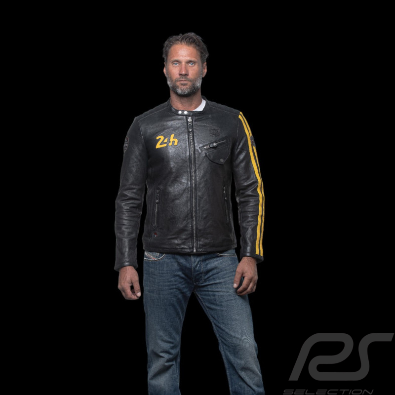 24h Le Mans Lederjacke Marne Schwarz - Herren 27272-1504