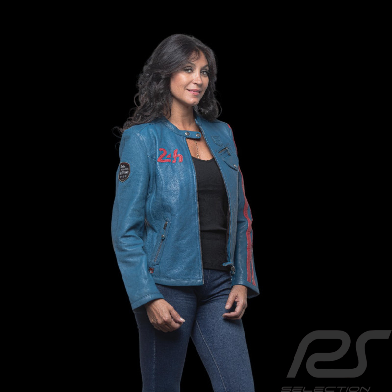 Veste cuir 24h Le Mans Riley Bleu Océan - femme 27276-2773