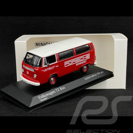 Volkswagen Transporter T2 Bus "Porsche Renndienst" 1972 Red 1/43 Minichamps 943053004