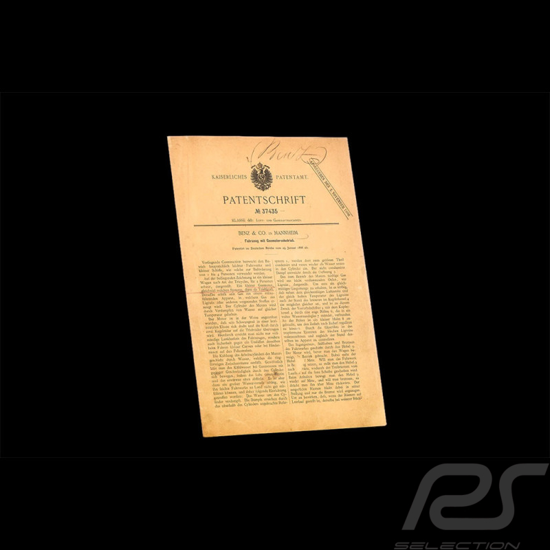 Brevet Mercedes Carl Benz DRP37435 Véhicule à Moteur Gaz B66057452