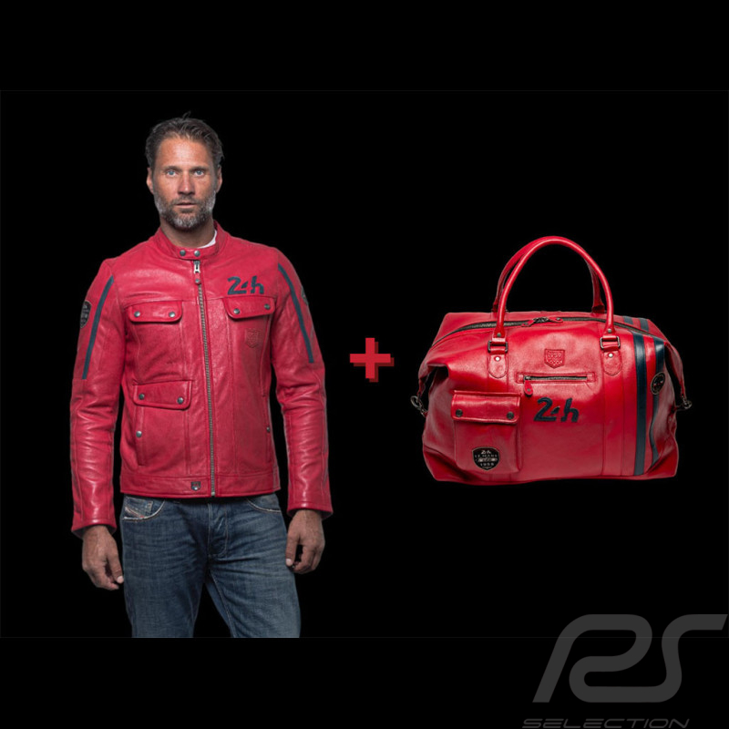 Duo 24h Le Mans leather jacket + Very Big Leather Bag Red