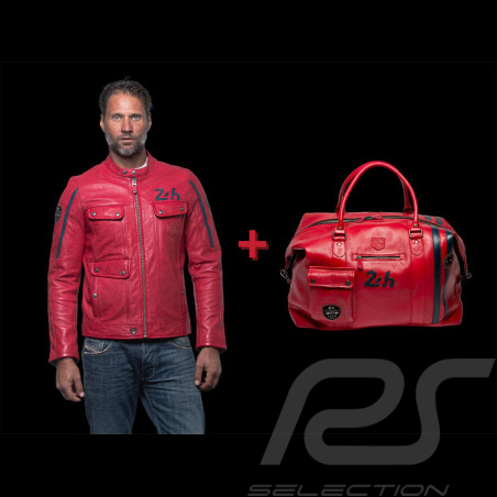 Duo Veste 24h Le Mans + Très grand Sac cuir Rouge