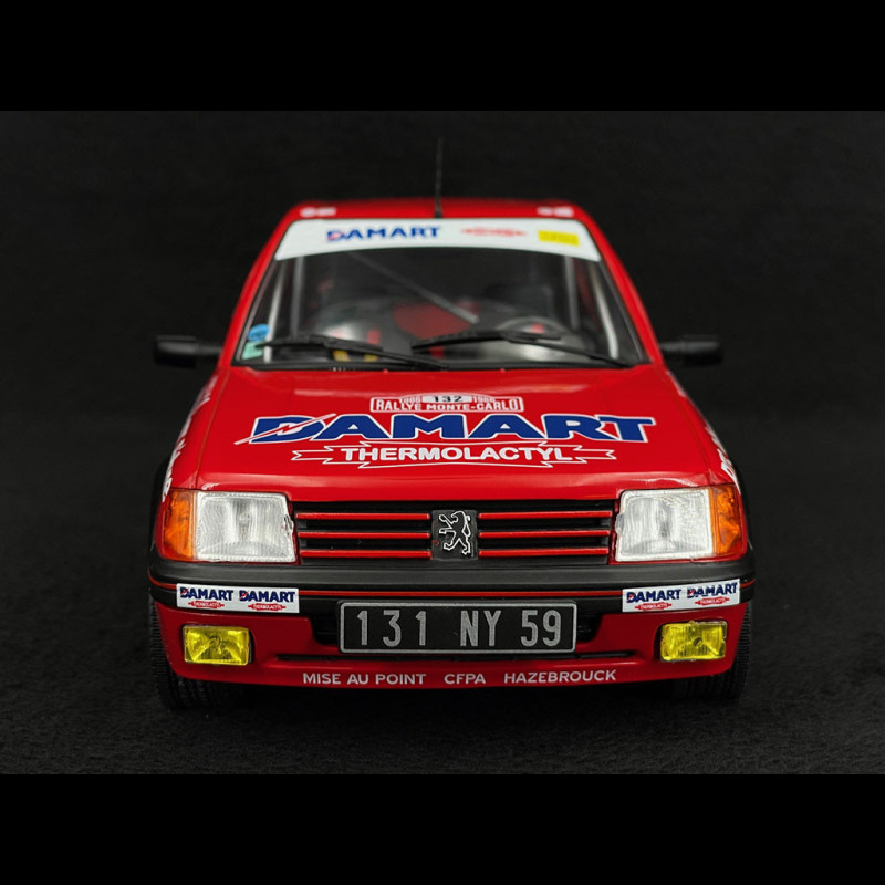 SOLIDO 1:18 Peugeot 205 GTI 1.6L Rouge #132 DELECOUR/PAUWELS - Rallye Monte Carlo - Voiture Miniature Collection