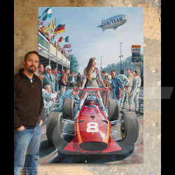 Bâche "La Ragazza di Monza" Jacky Ickx Ferrari 312 Monza 1968 dessin original de Benjamin Freudenthal