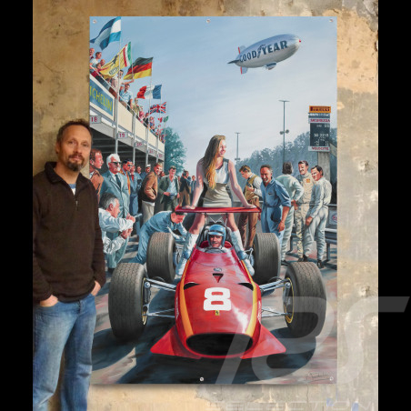 Banner "La Ragazza di Monza" Jacky Ickx Ferrari 312 Monza 1968 Originalentwurf von Benjamin Freudenthal