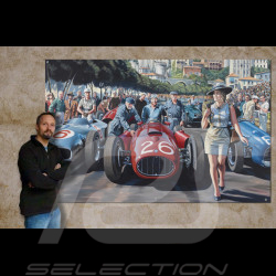 Bâche "Le Jour où Ascari plongea dans le port" GP Monaco 1955 dessin original de Benjamin Freudenthal