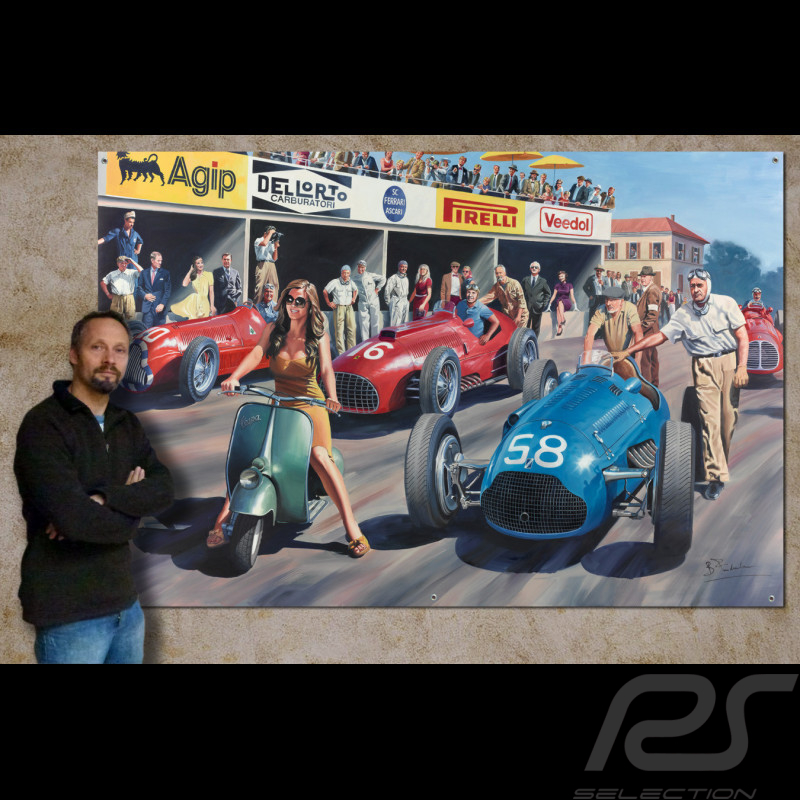 Banner "Gina al Gran Premio di Monza 1950" original design by Benjamin Freudenthal