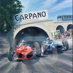 Banner "Racing with Sharks" Ferrari 156 Shark Nose F1 Grand Prix Monaco 1961 Originalentwurf von Benjamin Freudenthal