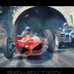 Bâche "Racing with Sharks" Ferrari 156 Shark Nose F1 Grand Prix Monaco 1961 dessin original de Benjamin Freudenthal