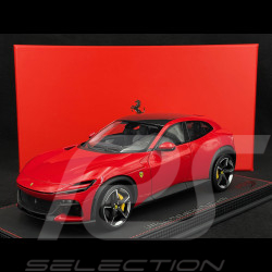 Ferrari Purosangue Toit Carbone 2023 Rouge Rosso Corsa 322 / Noir 1/18 Avec vitrine P18219BCF